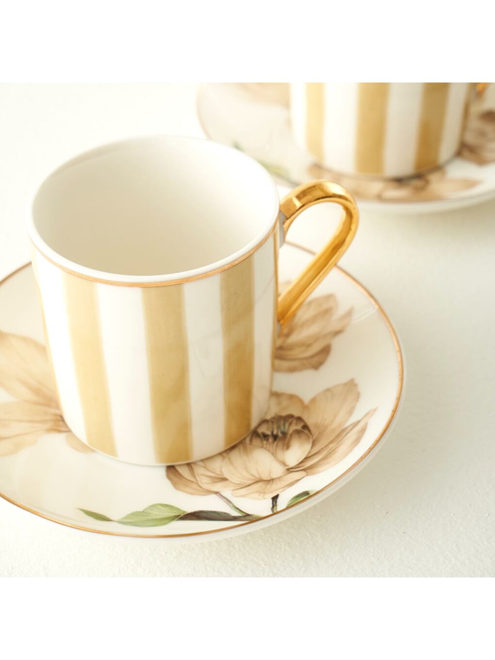 Blossom Porselen 2'li Kahve Fincanı Seti Bej (90 cc)-3