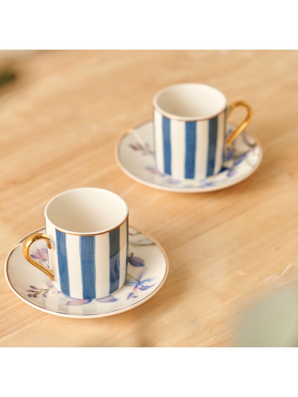 Blossom Porselen 2'li Kahve Fincanı Seti Mavi (90 cc)-1