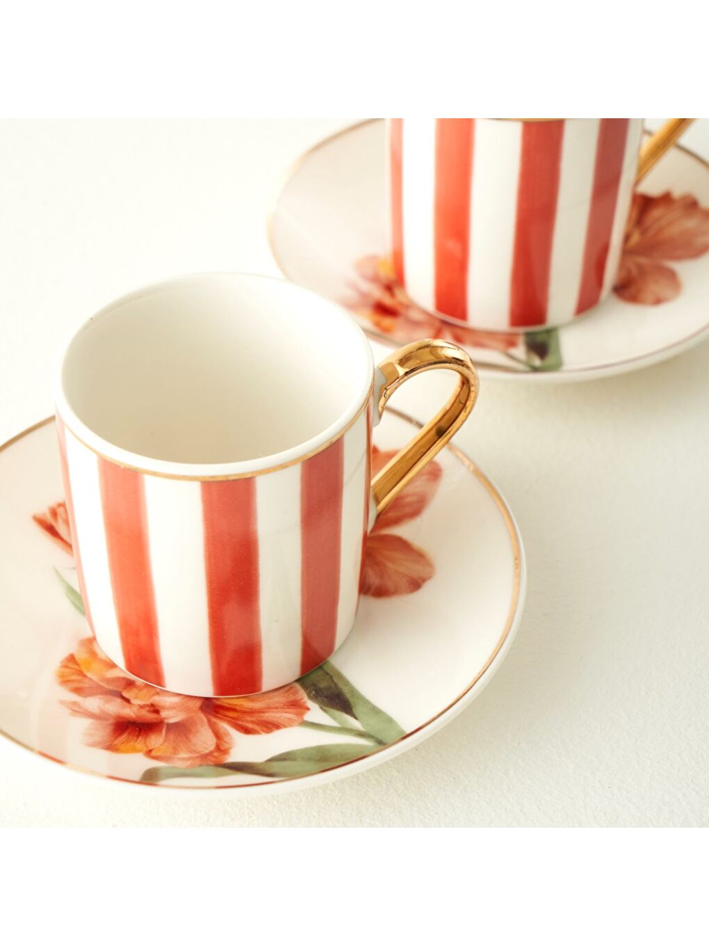 Blossom Porselen 2'li Kahve Fincanı Seti Kırmızı (90 cc)-3