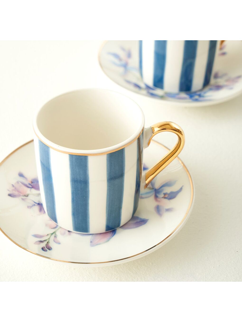 Blossom Porselen 2'li Kahve Fincanı Seti Mavi (90 cc)-3