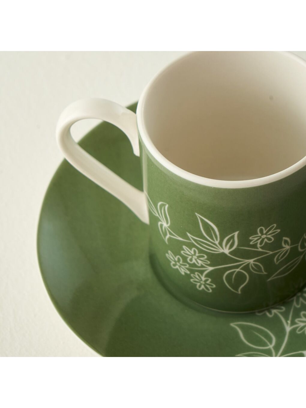 Garden 2'li Porselen Kahve Fincanı Seti Yeşil (90 cc)-3