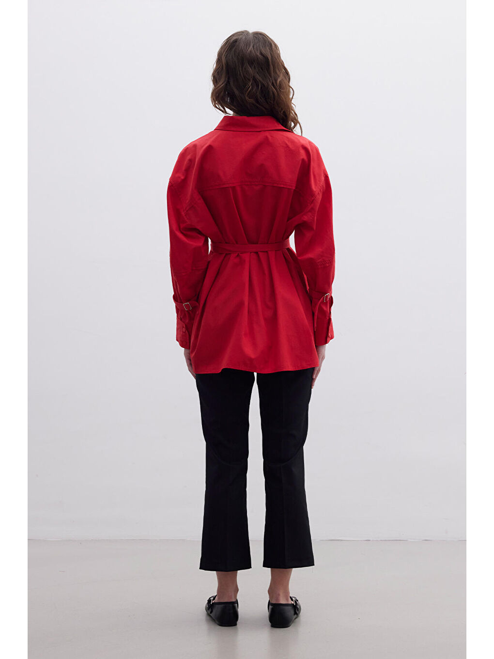 Kemer Detaylı Gömlek Kırmızı-7