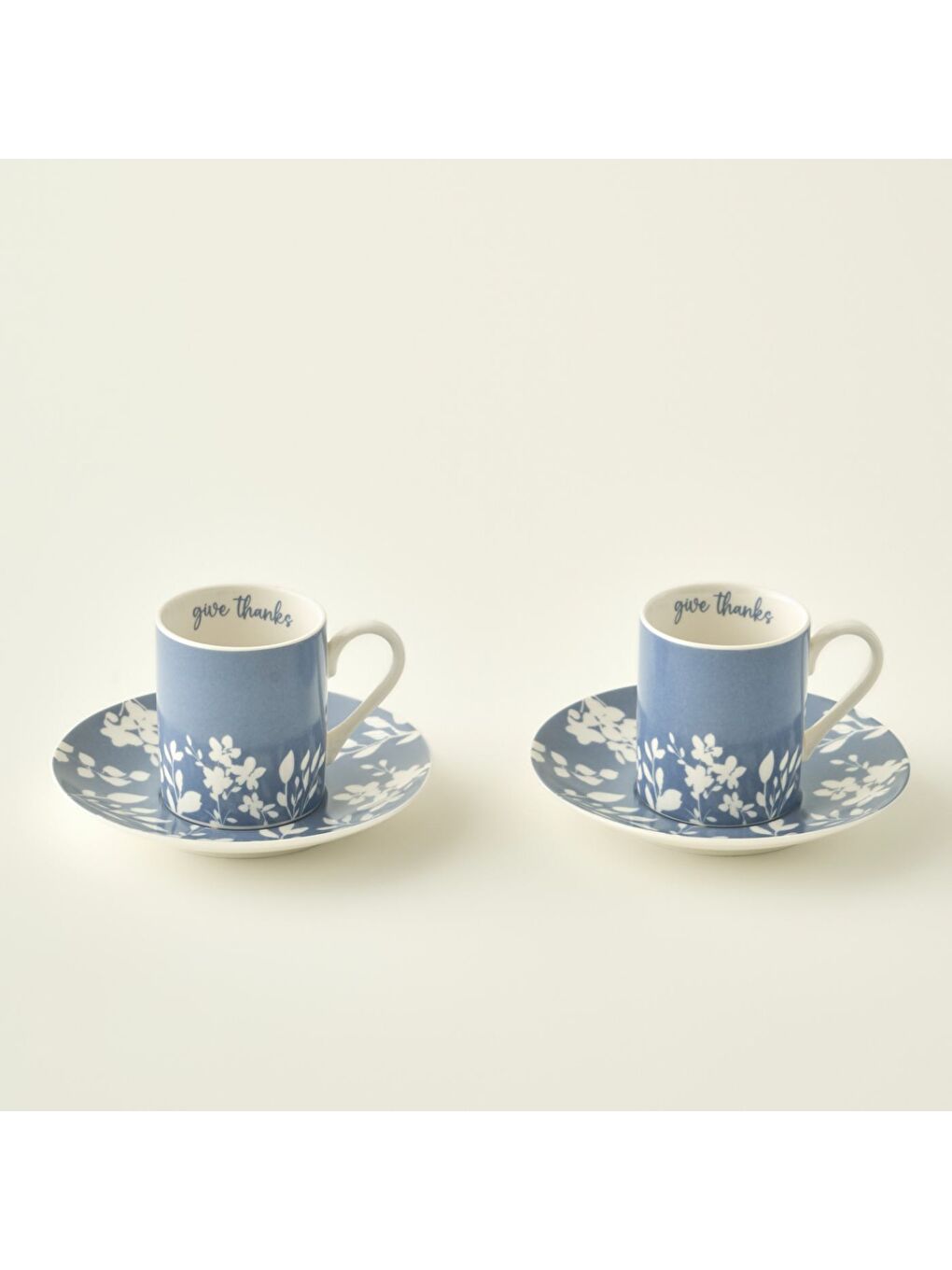 Thankful 2'li Porselen Kahve Fincanı Seti Mavi (90 cc)