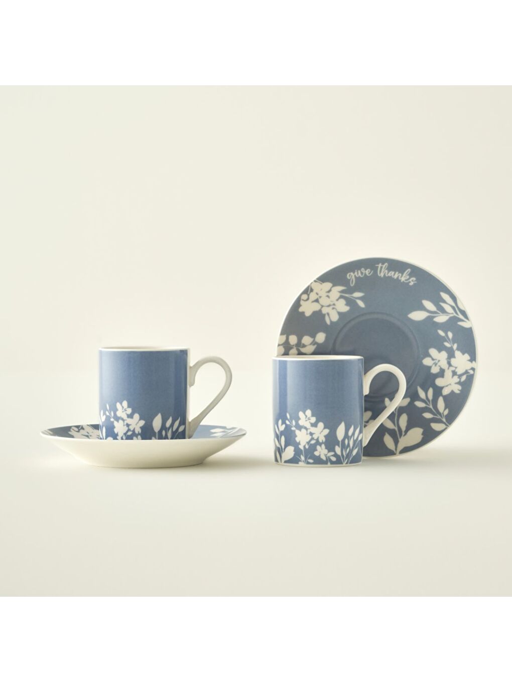 Thankful 2'li Porselen Kahve Fincanı Seti Mavi (90 cc)-2