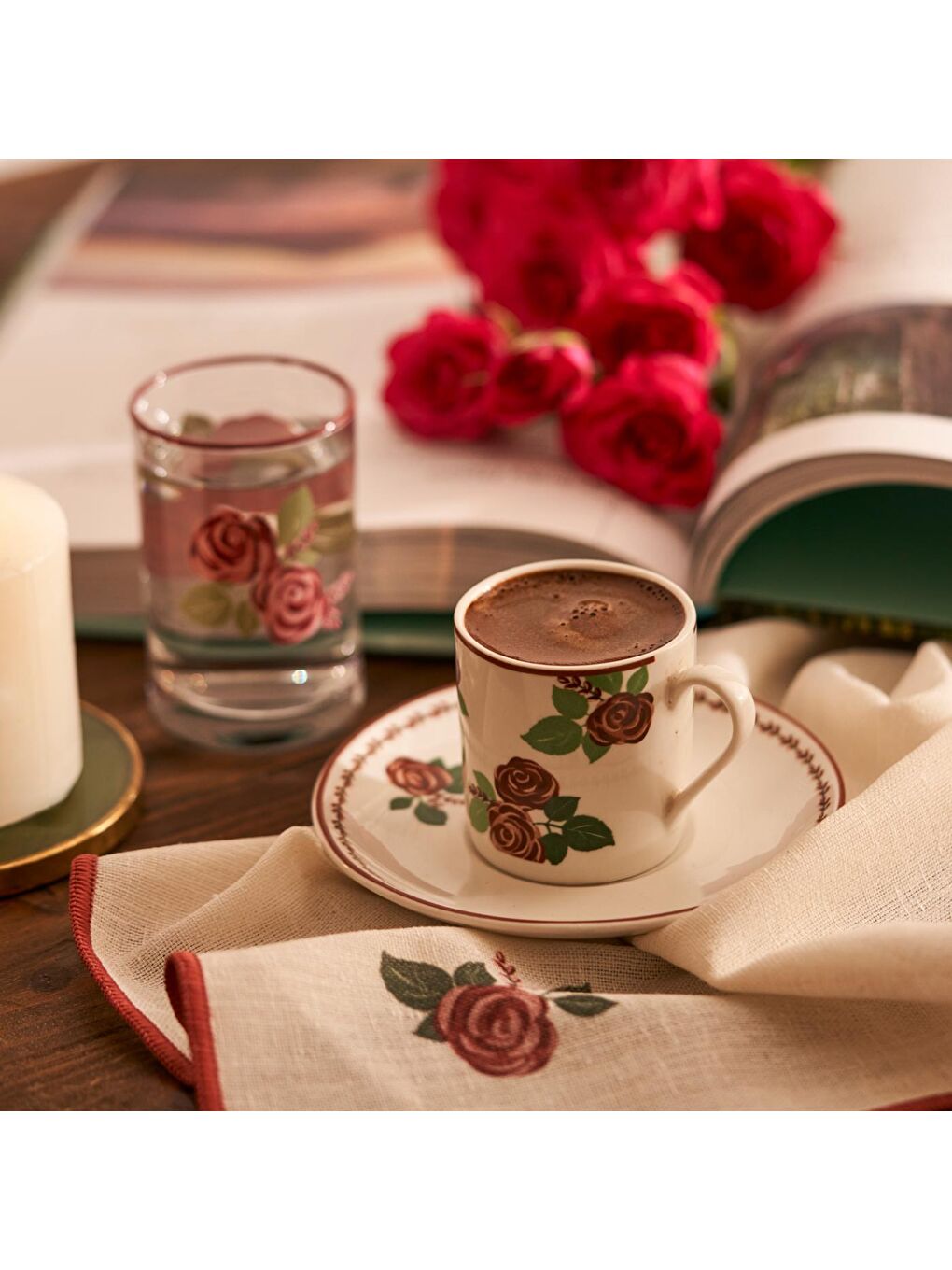 Karışık Rose 2'li Porselen Kahve Fincanı Seti (90 cc)-1