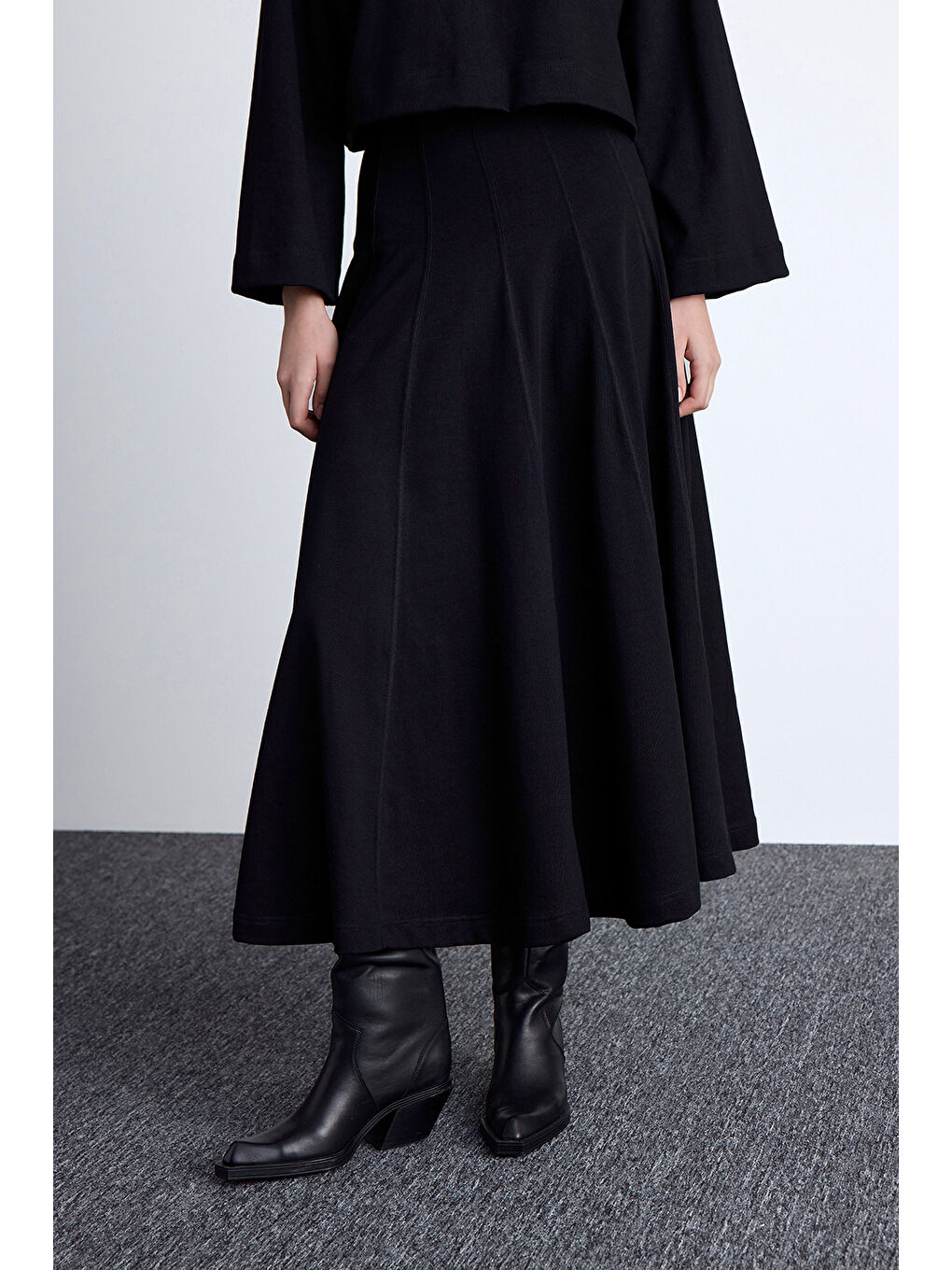 Premıum Örme Volanlı Etek Siyah-3