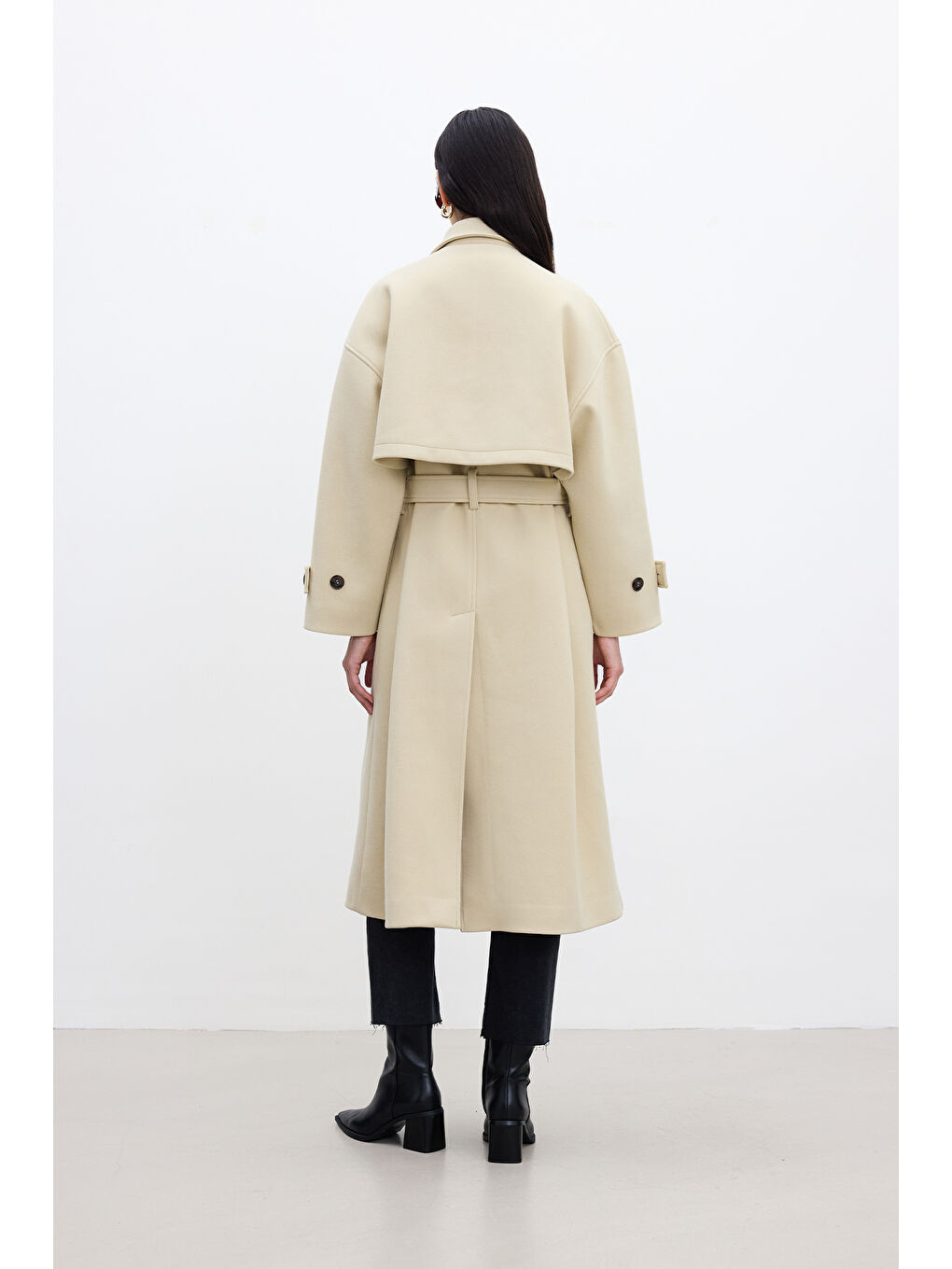 Andy Oversize Kaşe Kaban Bej-7