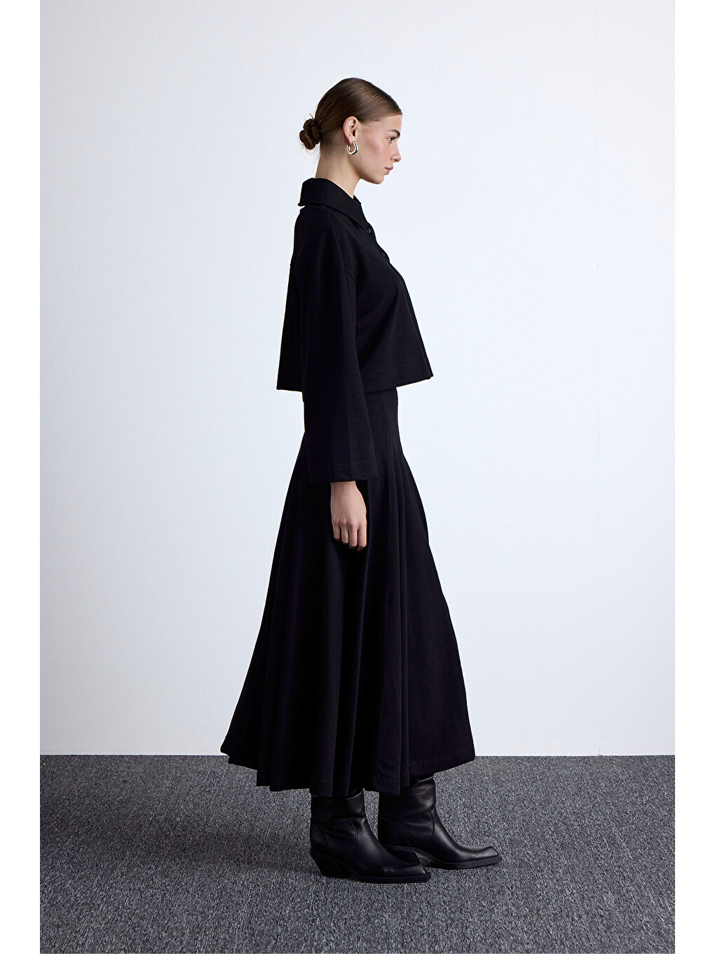 Premıum Örme Volanlı Etek Siyah-4