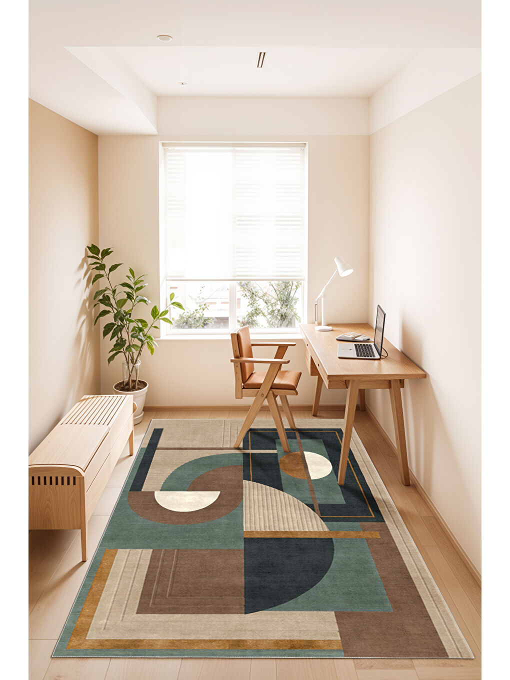 Yeşil Modern Dekoratif Yıkanabilir Kaymaz Taban Halı – İnce, Yumuşak Salon Halısı, Mutfak Halısı ve Yolluk-2