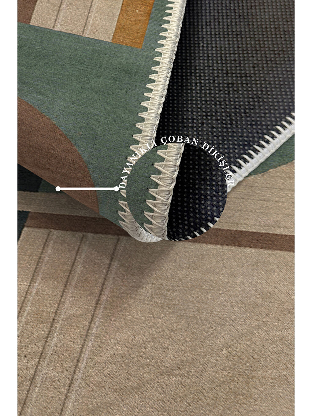 Yeşil Modern Dekoratif Yıkanabilir Kaymaz Taban Halı – İnce, Yumuşak Salon Halısı, Mutfak Halısı ve Yolluk-3