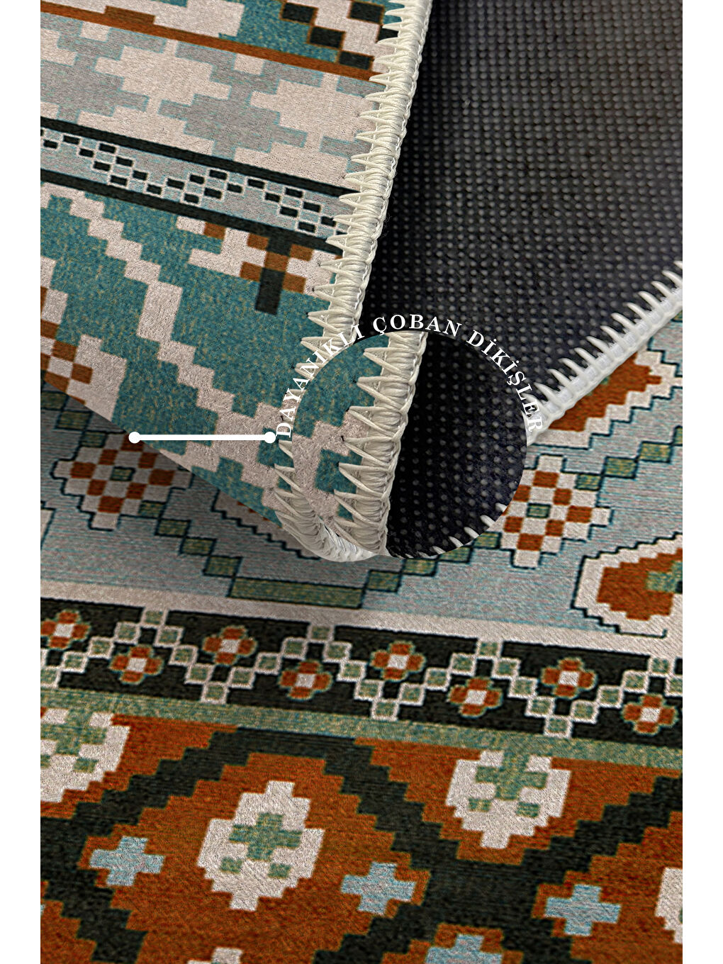 Mavi Modern Dekoratif Yıkanabilir Kaymaz Taban Halı – İnce, Yumuşak Salon Halısı, Mutfak Halısı ve Yolluk-3