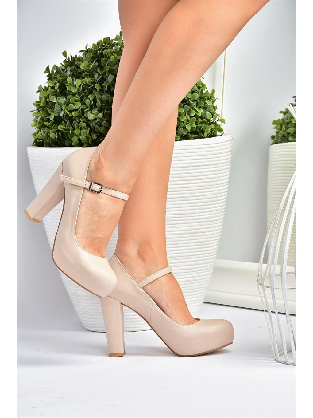 Bej Ten Platform Topuklu Kadın Abiye Ayakkabı M348007209
