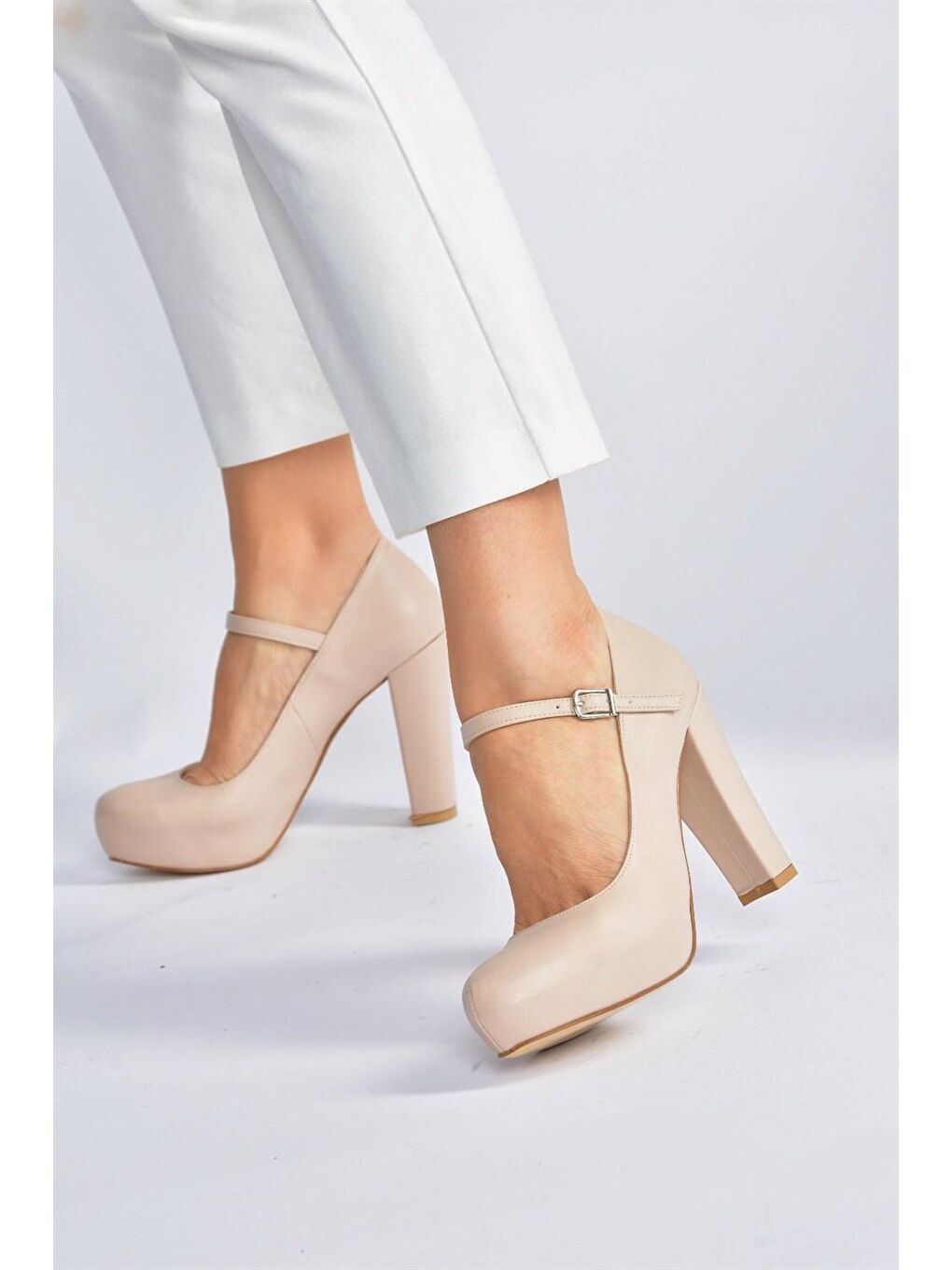 Bej Ten Platform Topuklu Kadın Abiye Ayakkabı M348007209-1