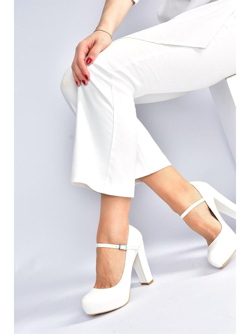 Beyaz Platform Topuklu Kadın Abiye Ayakkabı M348007209
