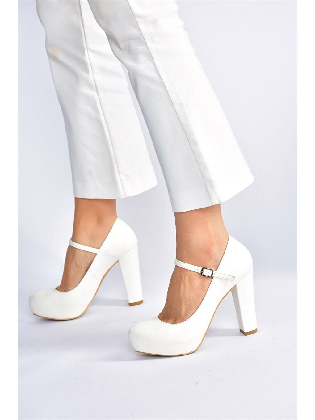 Beyaz Platform Topuklu Kadın Abiye Ayakkabı M348007209-2