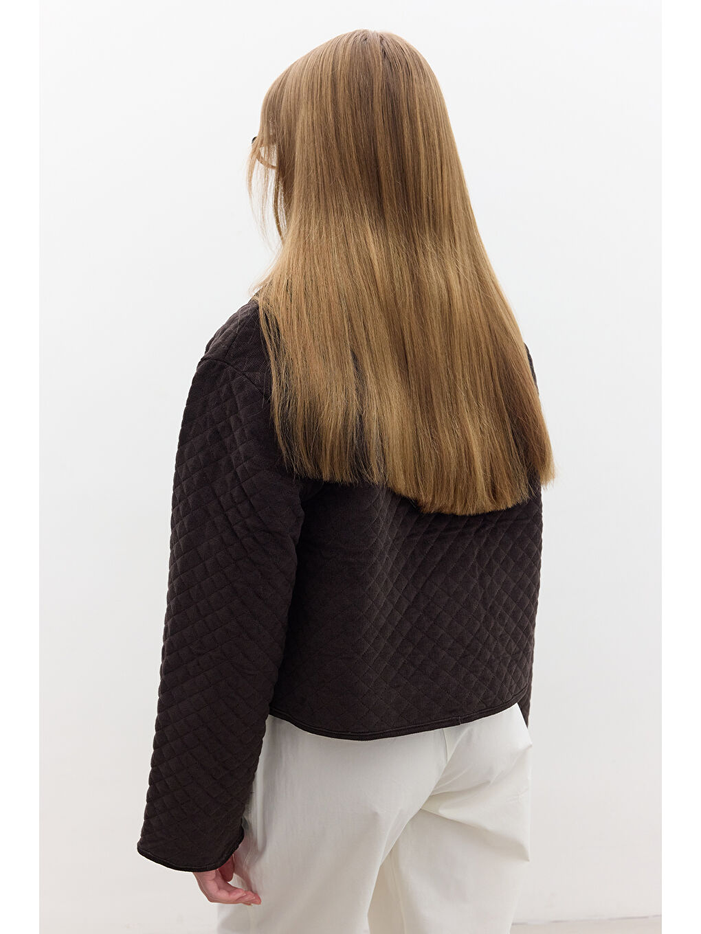 Kapitone Kadife Ceket Kahverengi-6