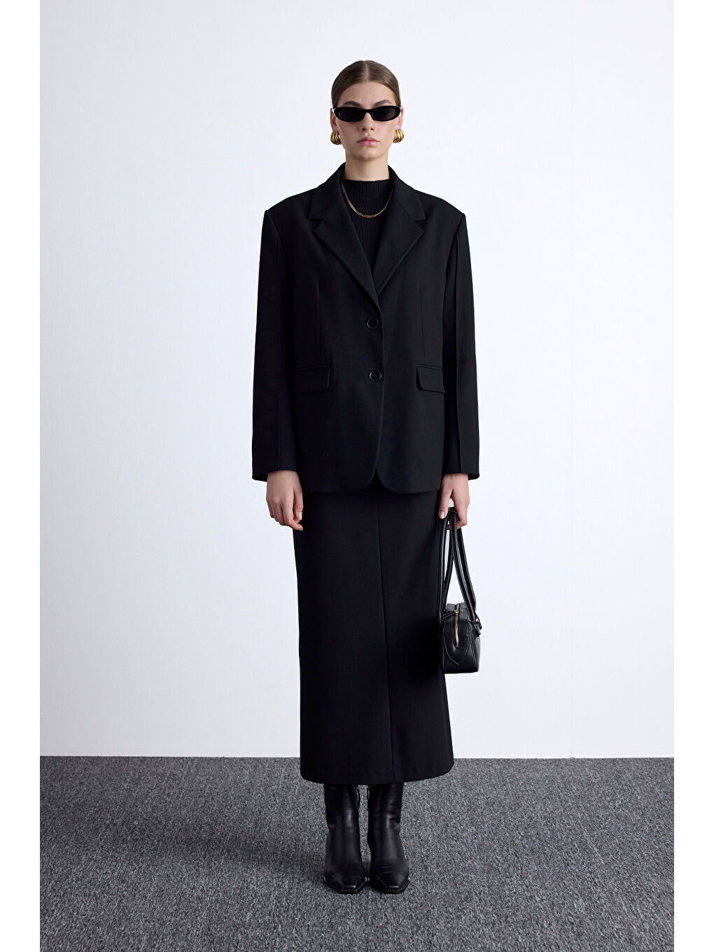 Klasik Görünüm Etek Siyah-1