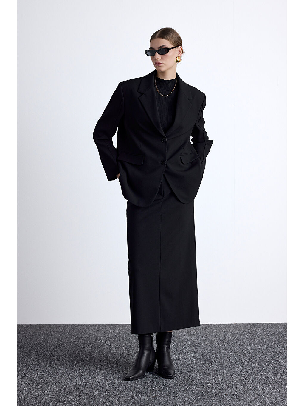 Klasik Görünüm Etek Siyah-2