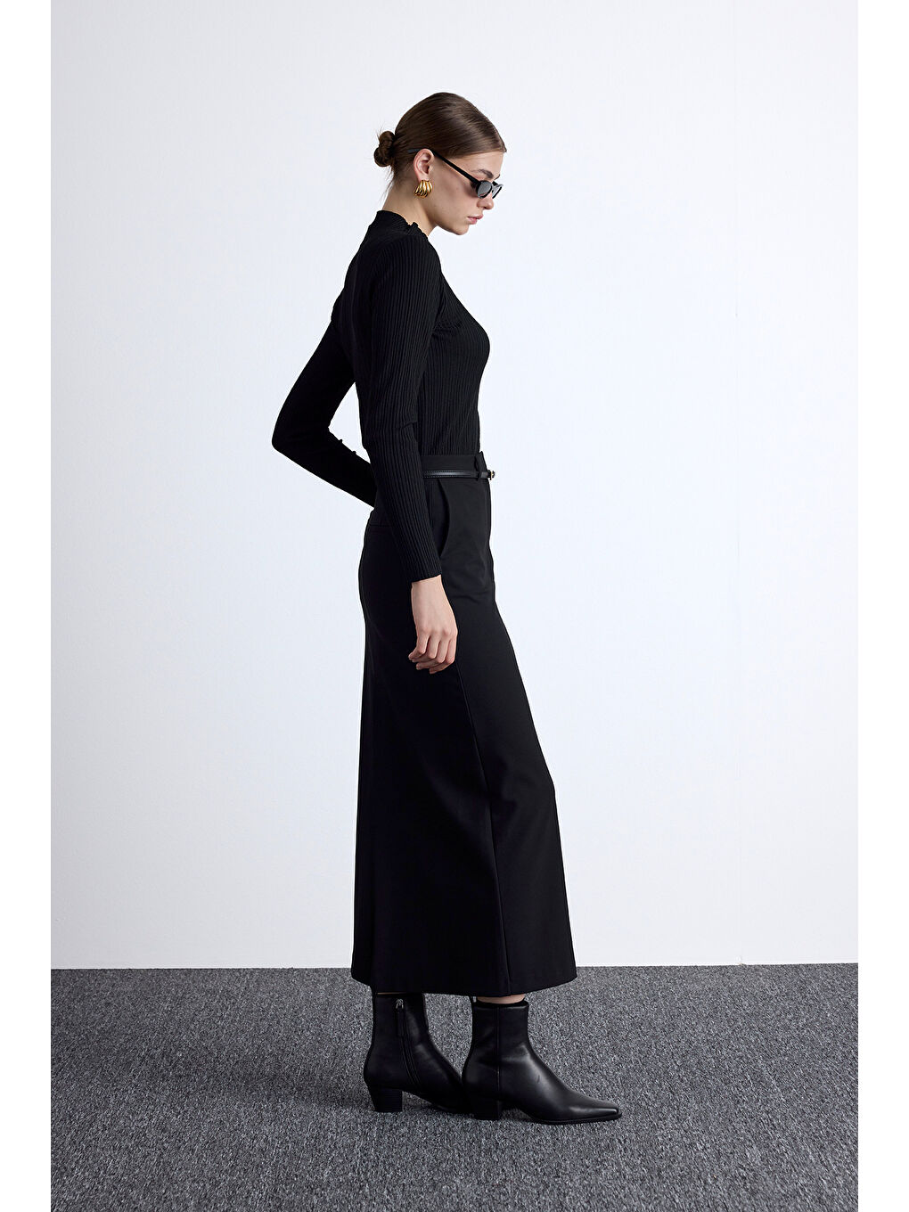 Klasik Görünüm Etek Siyah-4