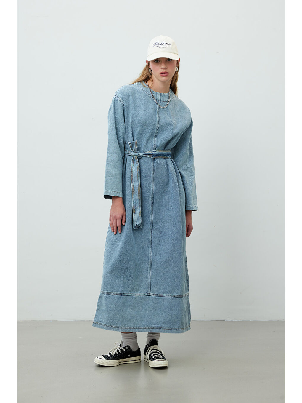 Oversize Denim Elbise Mavi-1