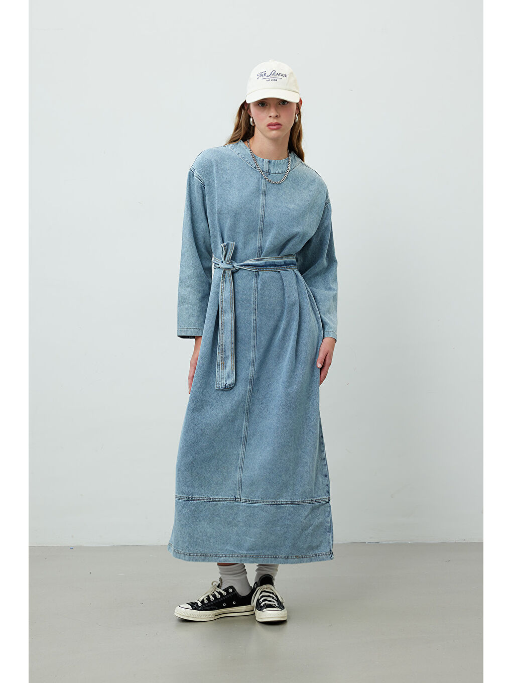 Oversize Denim Elbise Mavi-2