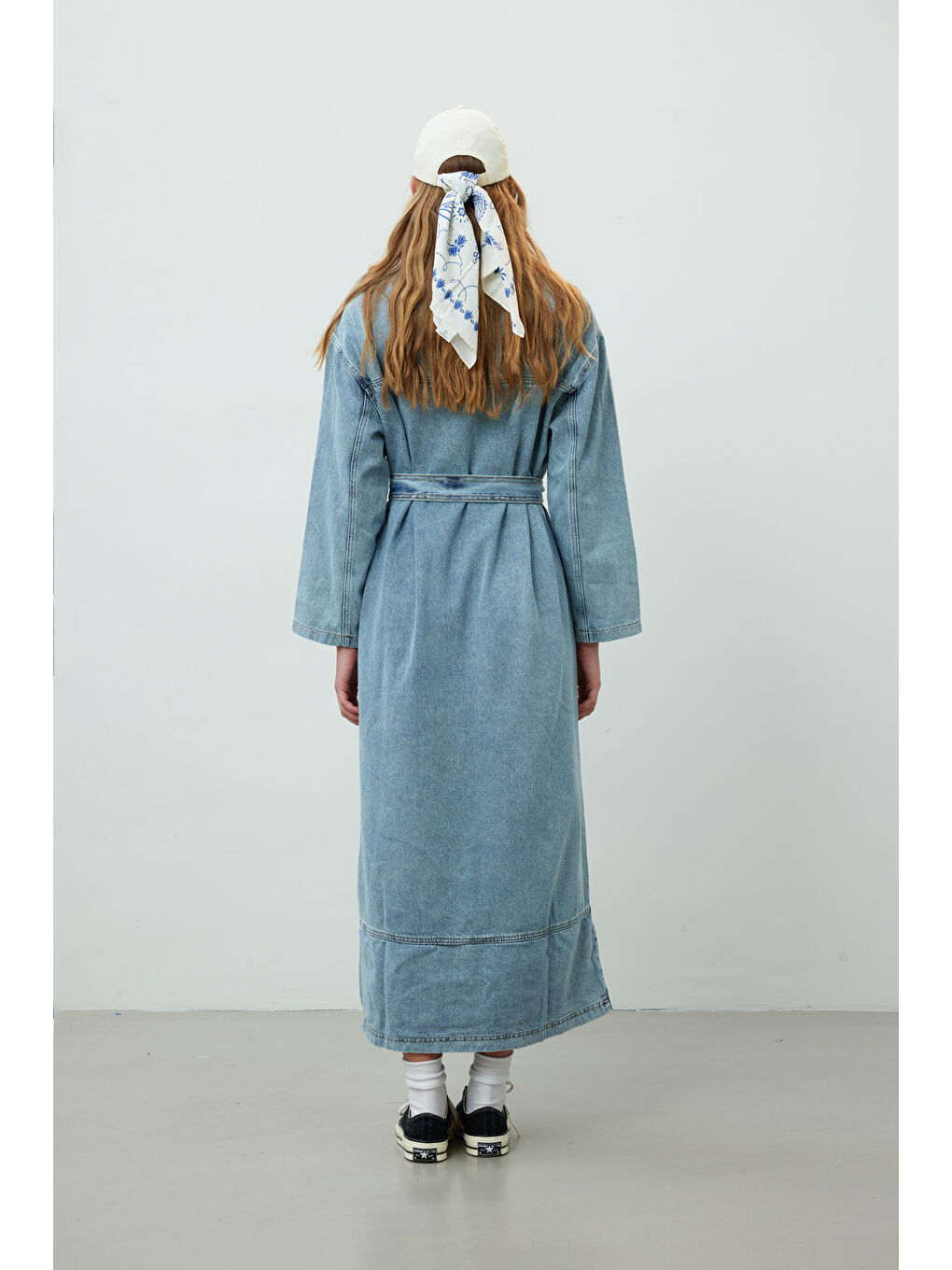 Oversize Denim Elbise Mavi-4