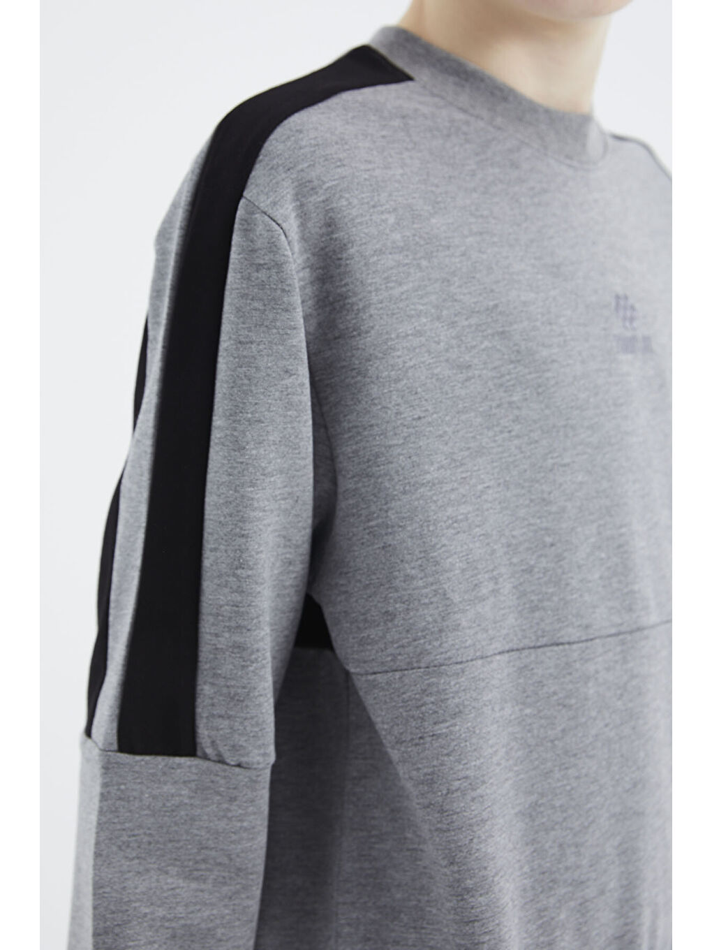 Gri Melanj Basic O Yaka Erkek Çocuk Sweatshirt - 11182-8