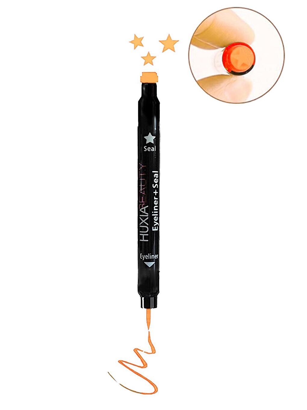 New Obsessions Turuncu Yıldız Damgalı Çift Başlı Eyeliner Çabuk Kuruyan Yıldız Eyeliner Damgası