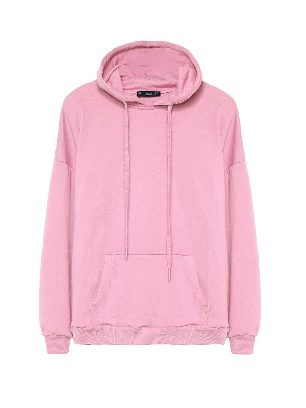 QUZU Pembe Oversize Kapüşonlu Sweatshirt Pembe - 1