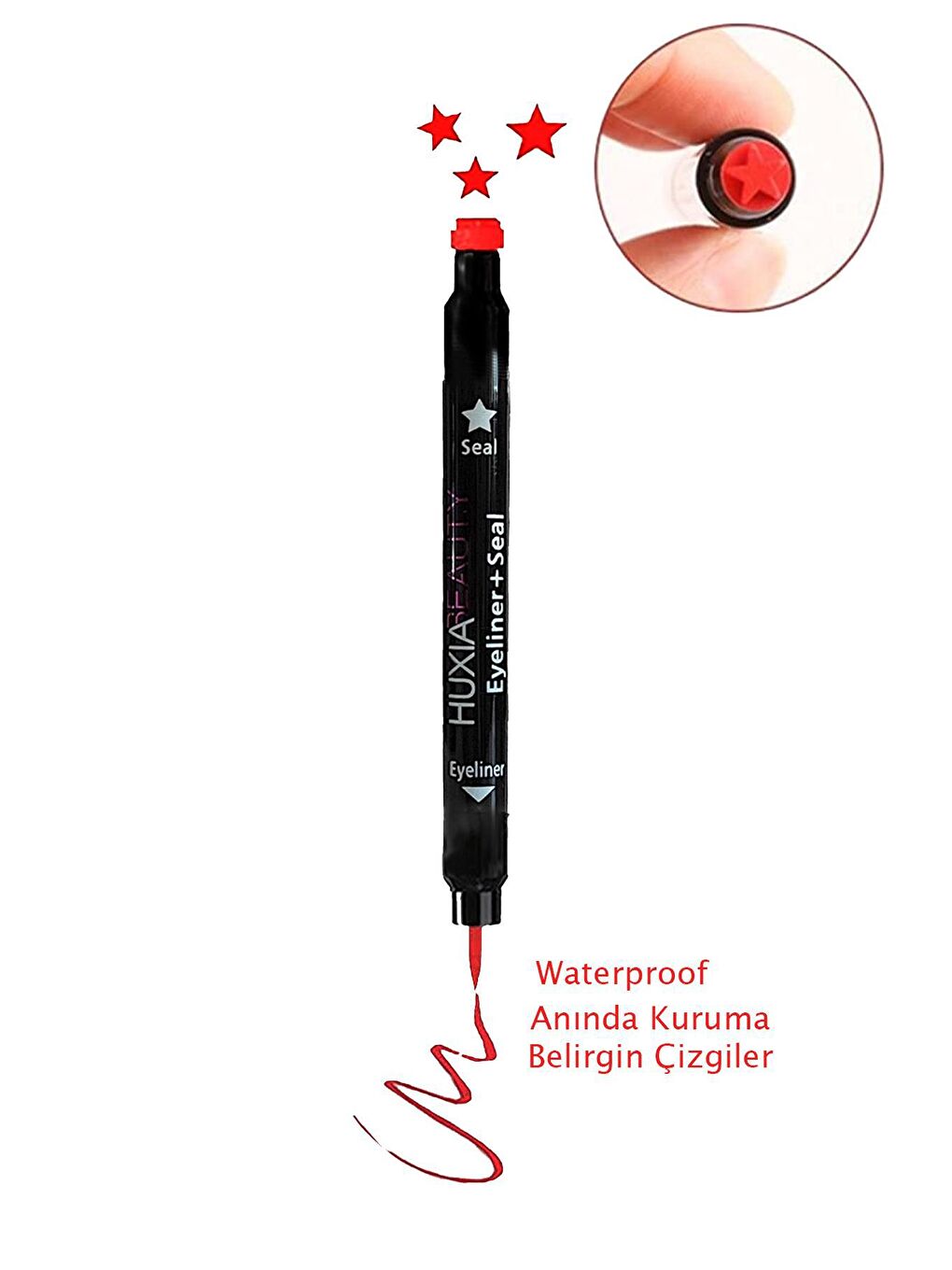 New Obsessions Kırmızı Yıldız Damgalı Çift Başlı Eyeliner Çabuk Kuruyan Yıldız Eyeliner Damgası - 3