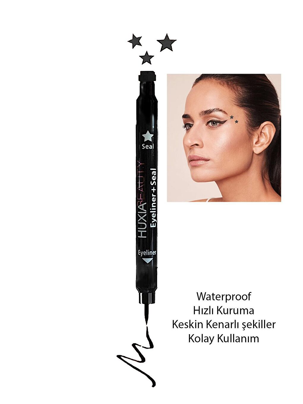 New Obsessions Turuncu Yıldız Damgalı Çift Başlı Eyeliner Çabuk Kuruyan Yıldız Eyeliner Damgası - 2