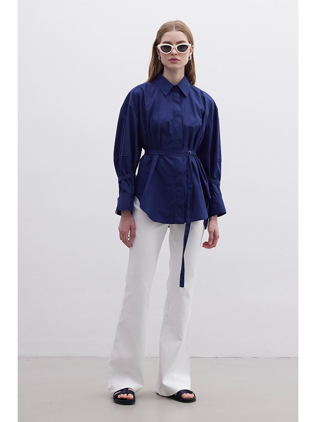 Kemer Detaylı Gömlek Lacivert-2