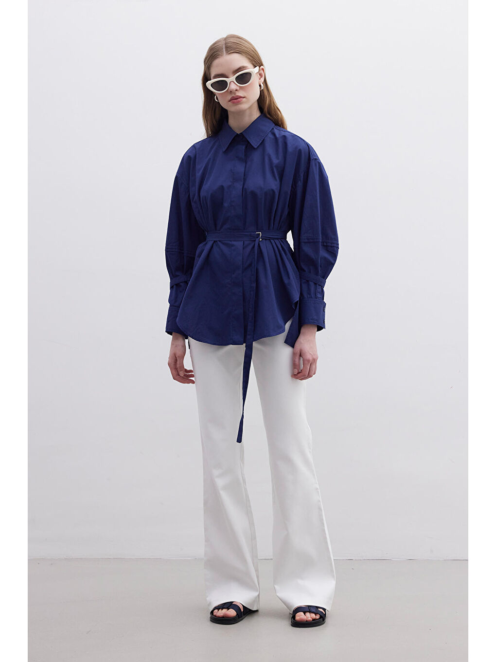 Kemer Detaylı Gömlek Lacivert-3