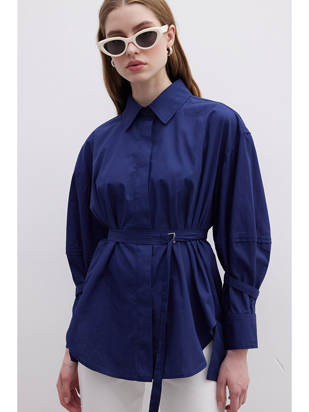 Kemer Detaylı Gömlek Lacivert-4
