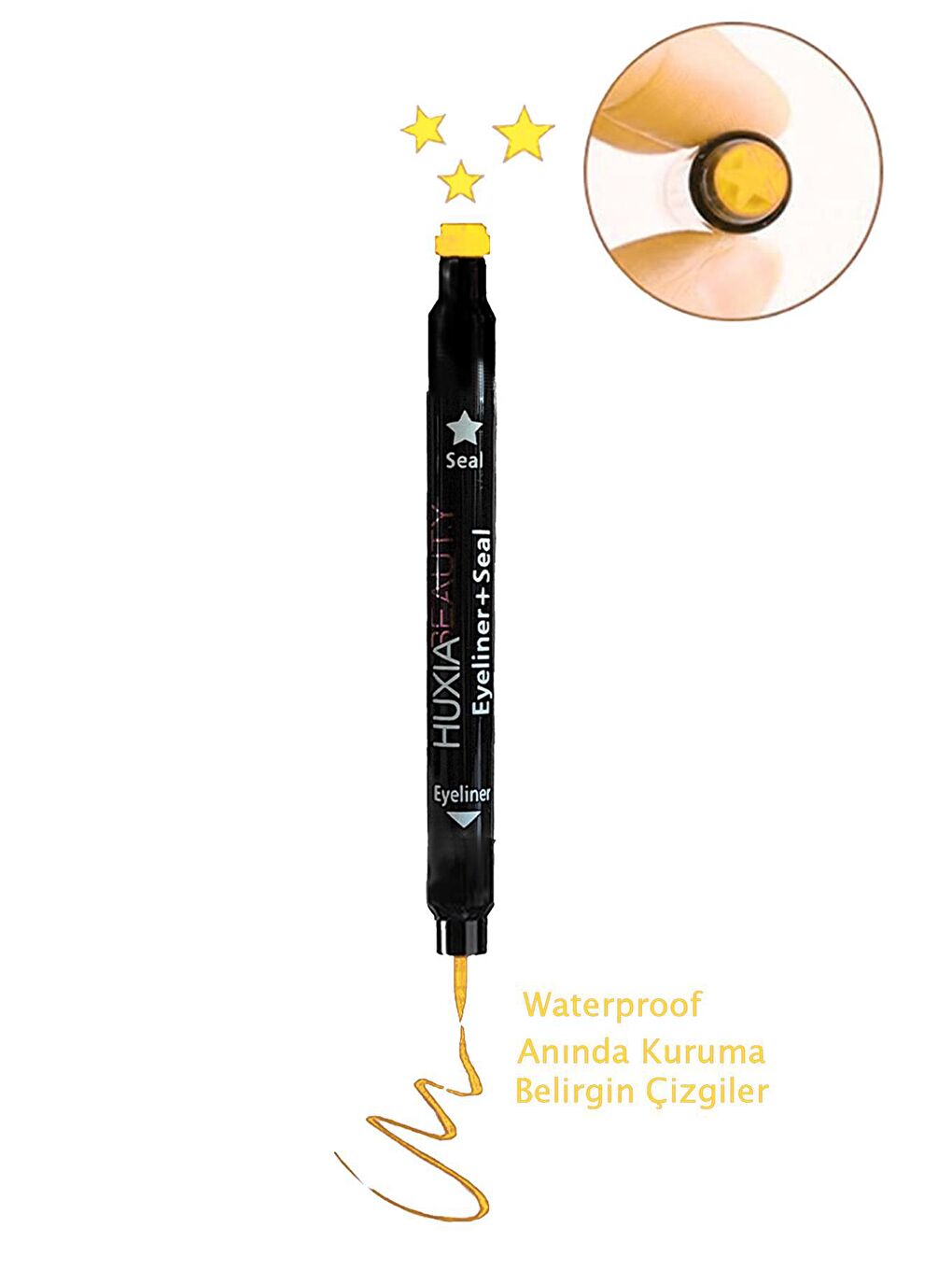 New Obsessions Sarı Yıldız Damgalı Çift Başlı Eyeliner Çabuk Kuruyan Yıldız Eyeliner Damgası