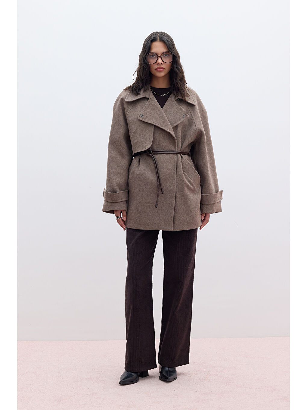 Bej Mari Kruvaze Trenç Kaban Vizon-1