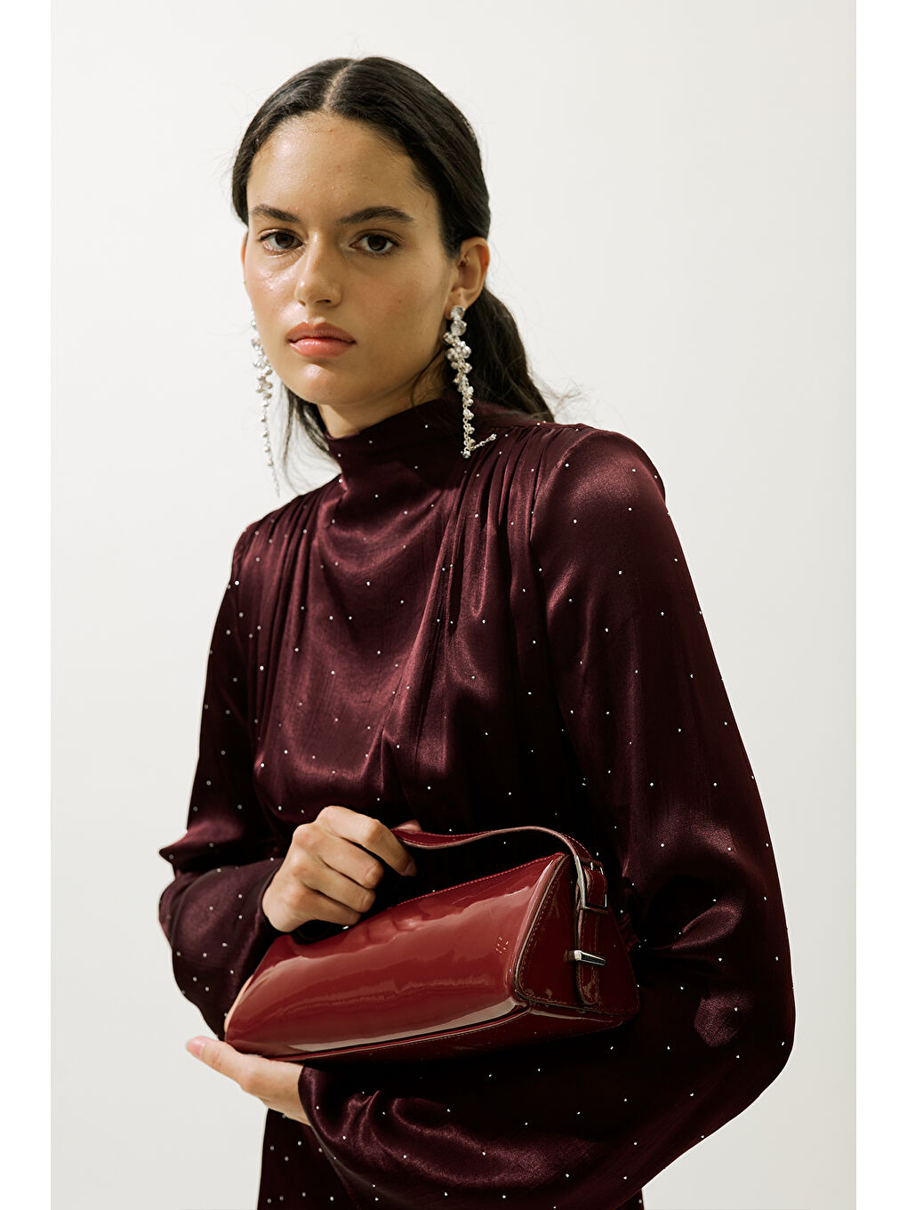 Prizma Form Rugan Çanta Bordo-1