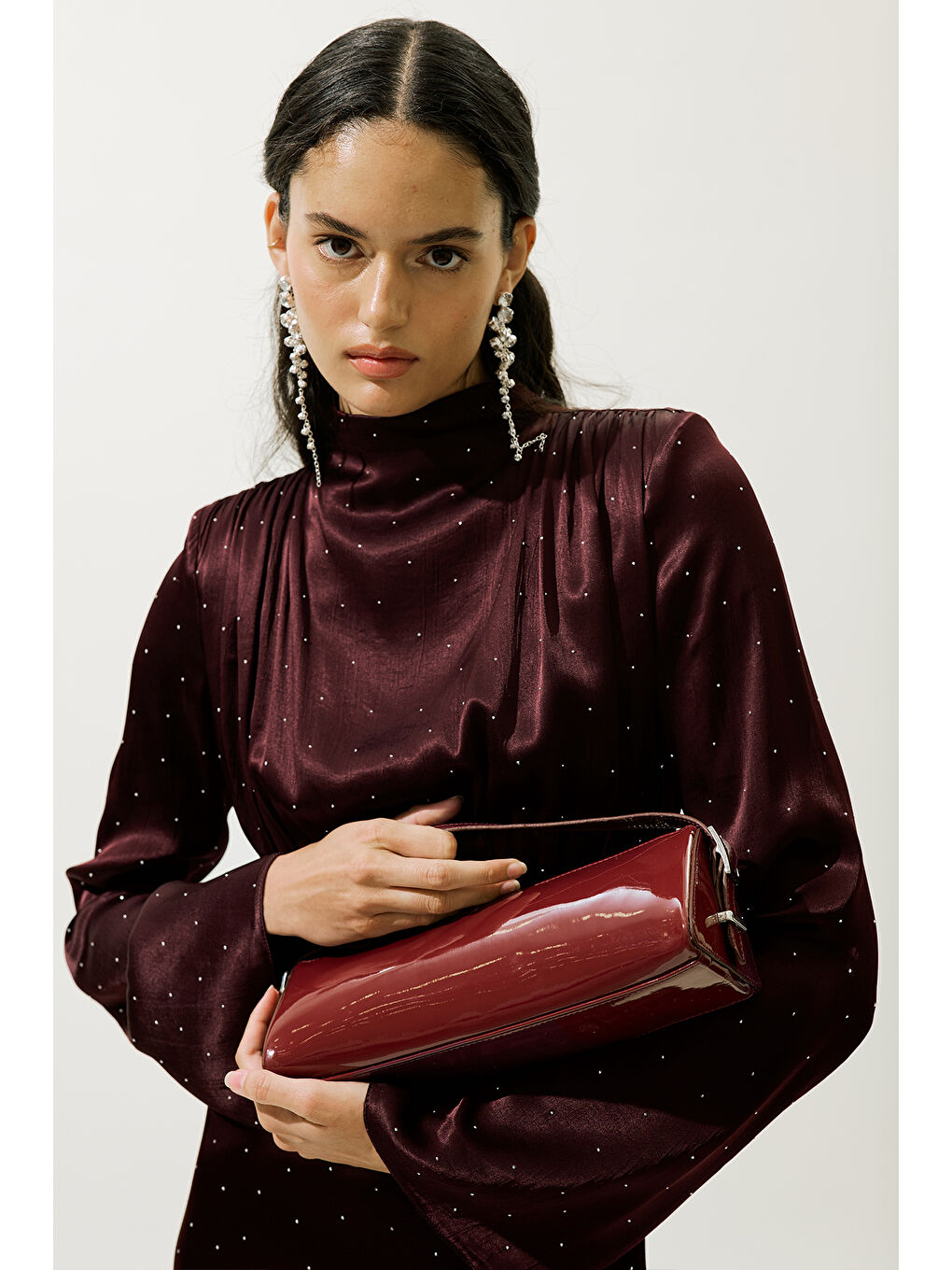 Prizma Form Rugan Çanta Bordo-2