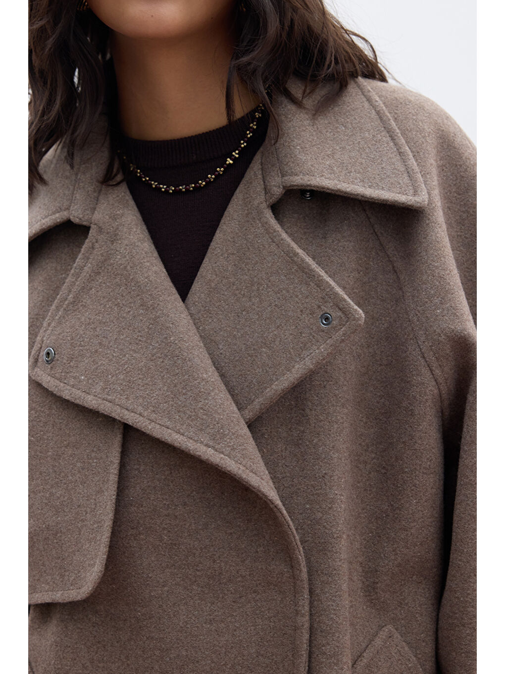 Bej Mari Kruvaze Trenç Kaban Vizon-4