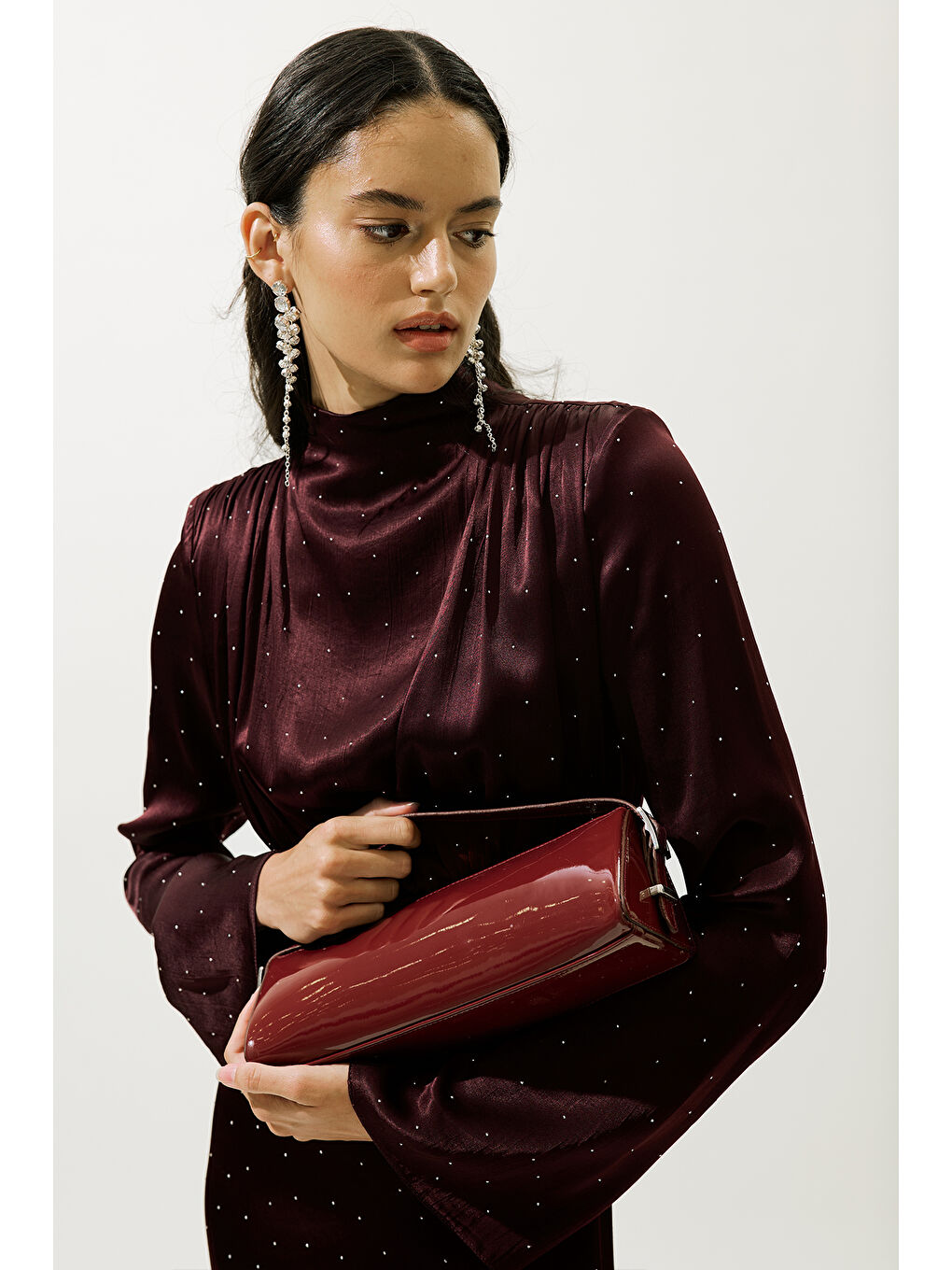 Prizma Form Rugan Çanta Bordo-3