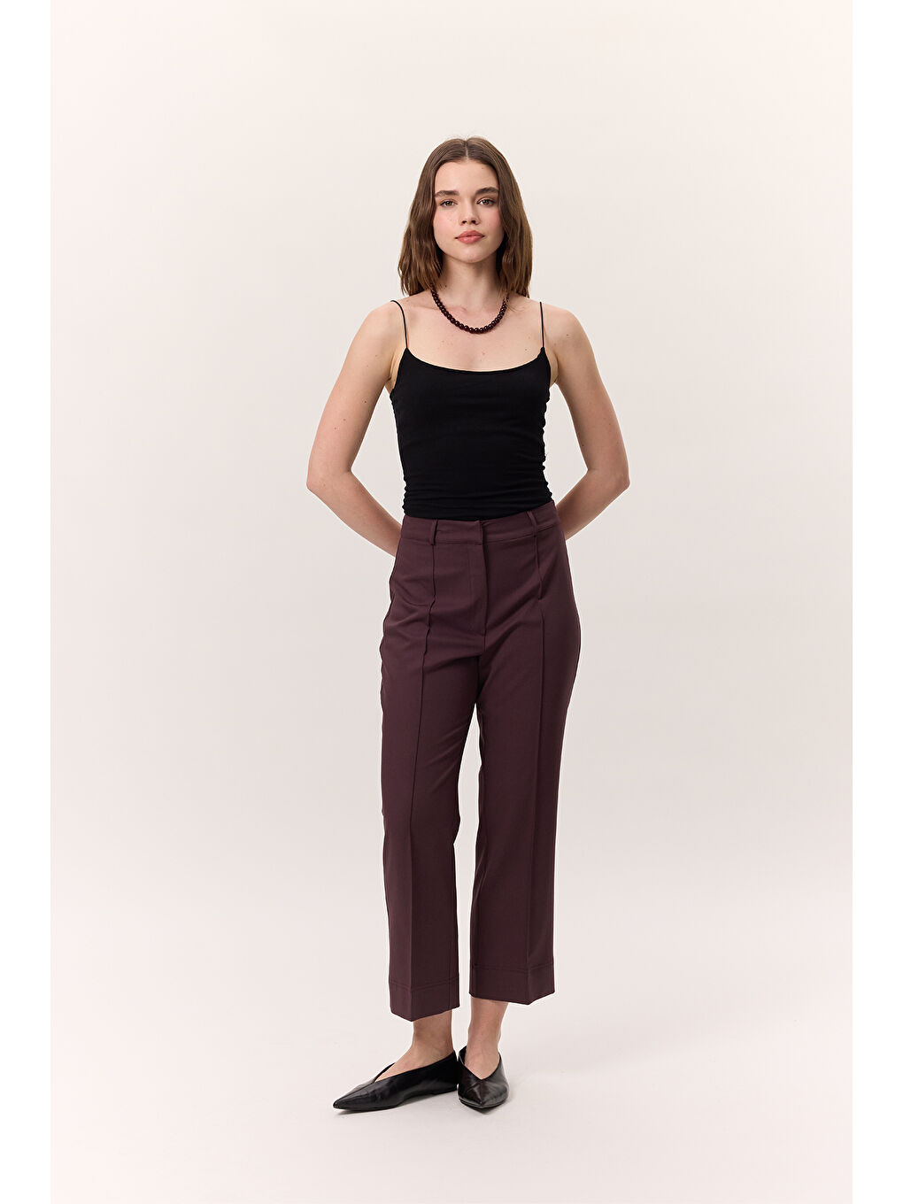 Çima Dikişli Kumaş Pantolon Bordo-3