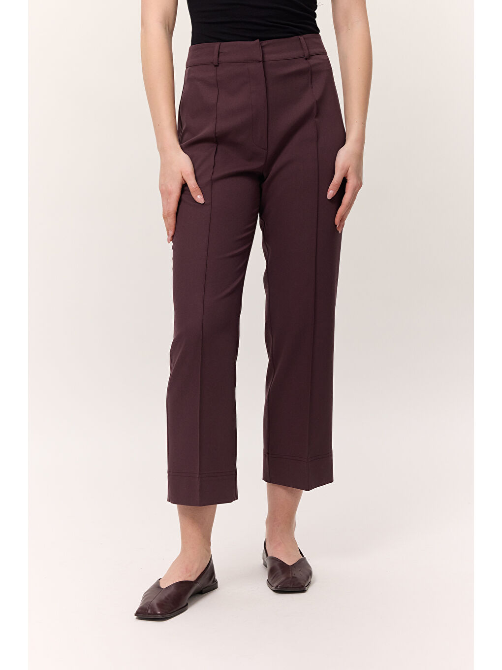 Çima Dikişli Kumaş Pantolon Bordo-4