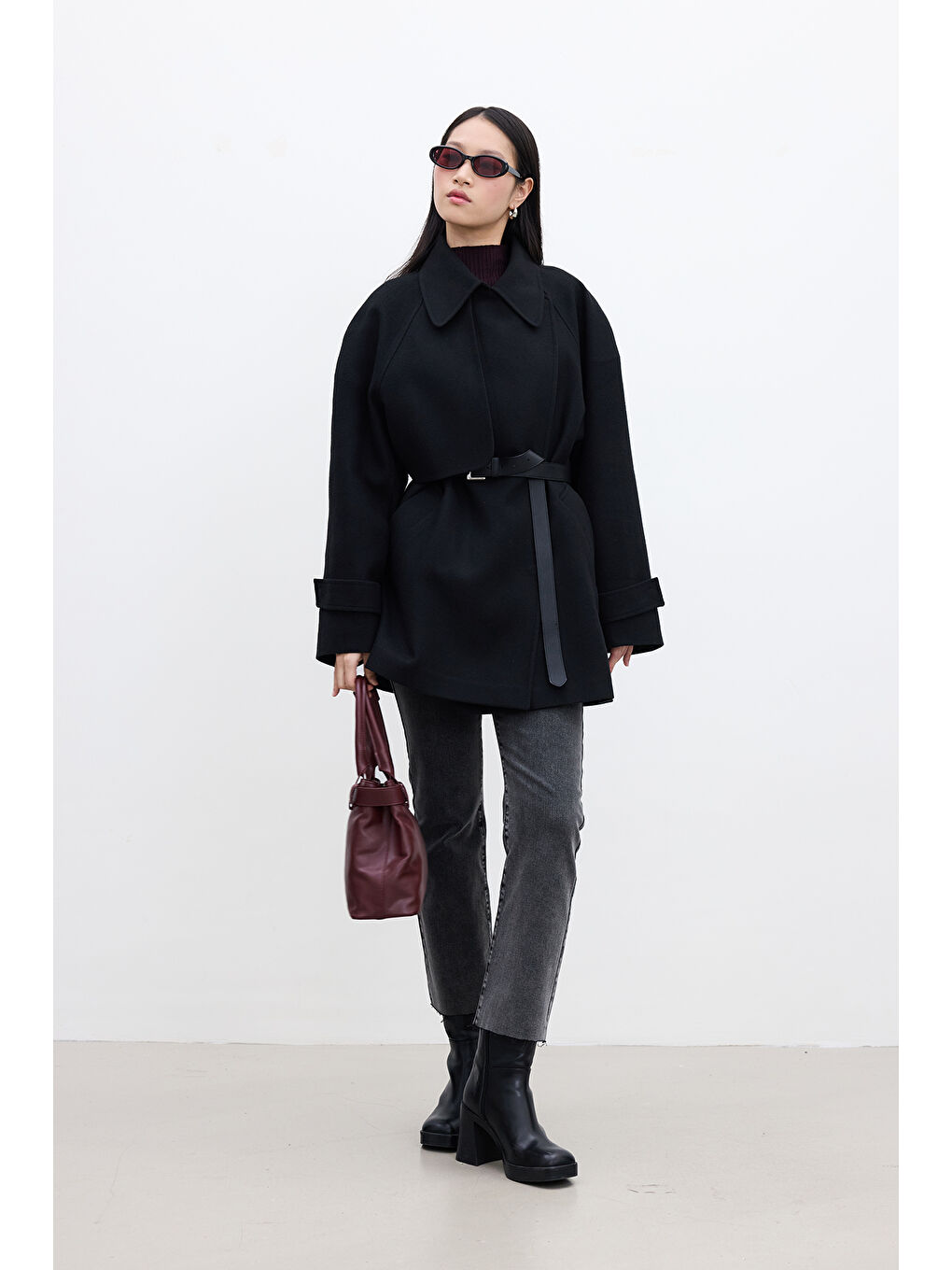 Mari Kruvaze Trenç Kaban Siyah