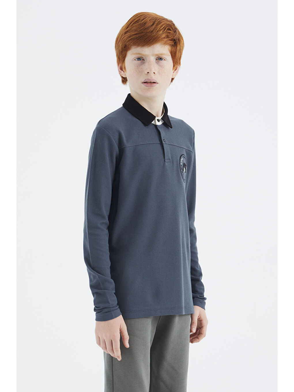 Orman Yeşili Polo Yaka Erkek Çocuk Tişört - 11172-4