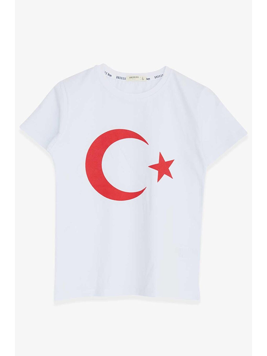 Erkek Çocuk Tişört Türk Bayraklı Beyaz (4-14 Yaş)