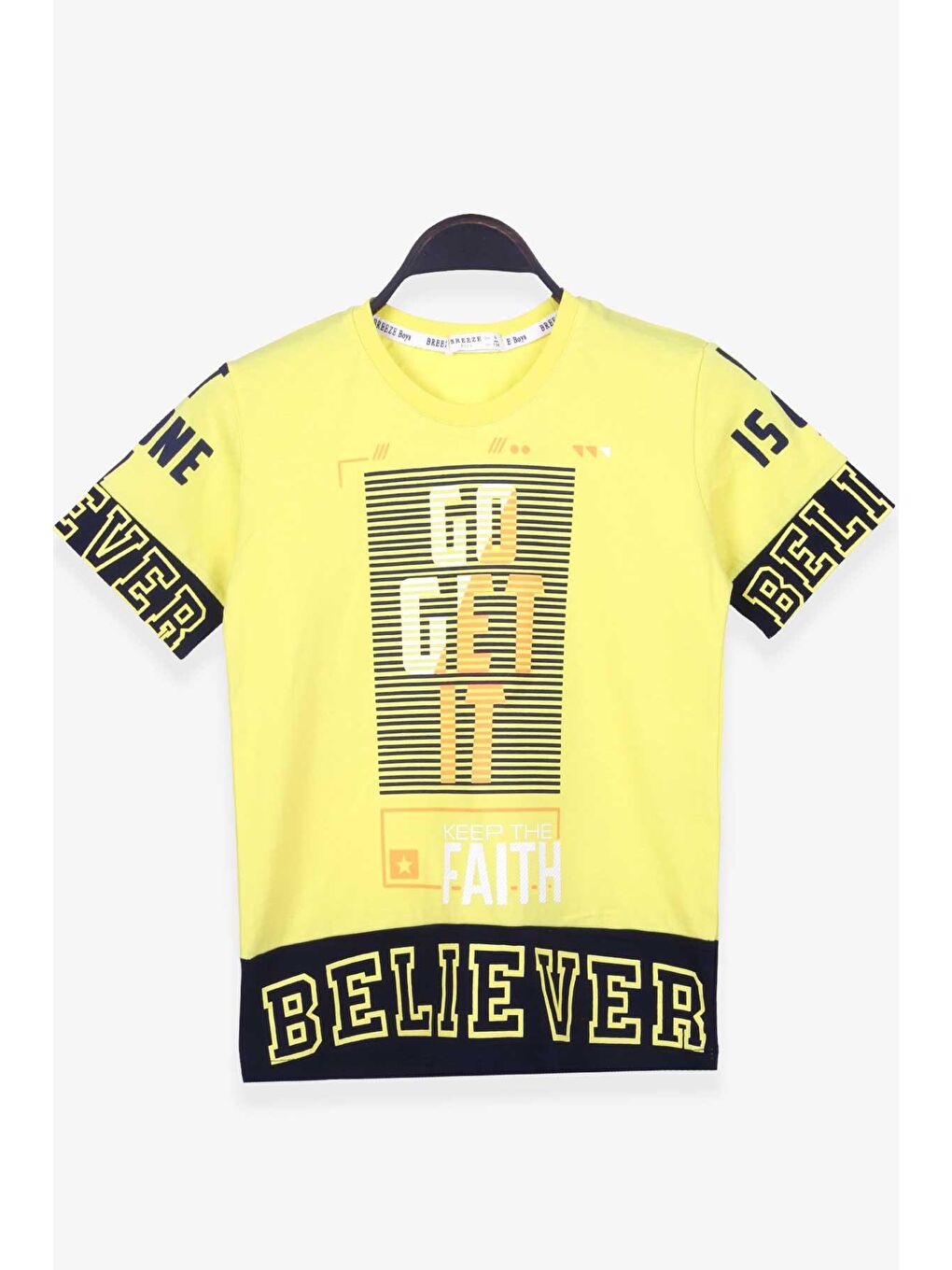 Sarı Erkek Çocuk Tisört Baskili Sari (9-14 Yaş)