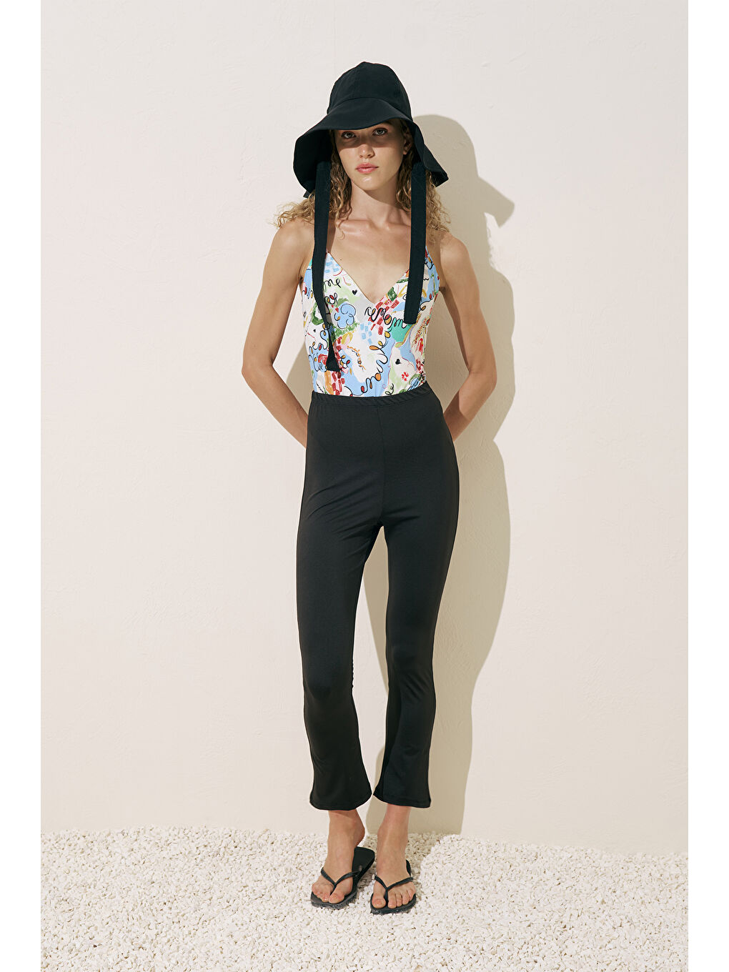 Flare Paça Tesettür Mayo Pantolon Siyah