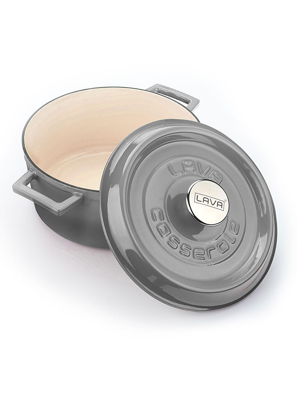 Gri Yuvarlak Tencere Döküm Demir Yekpare Kulplu Edition Serisi Çap(Ø)24cm.-1