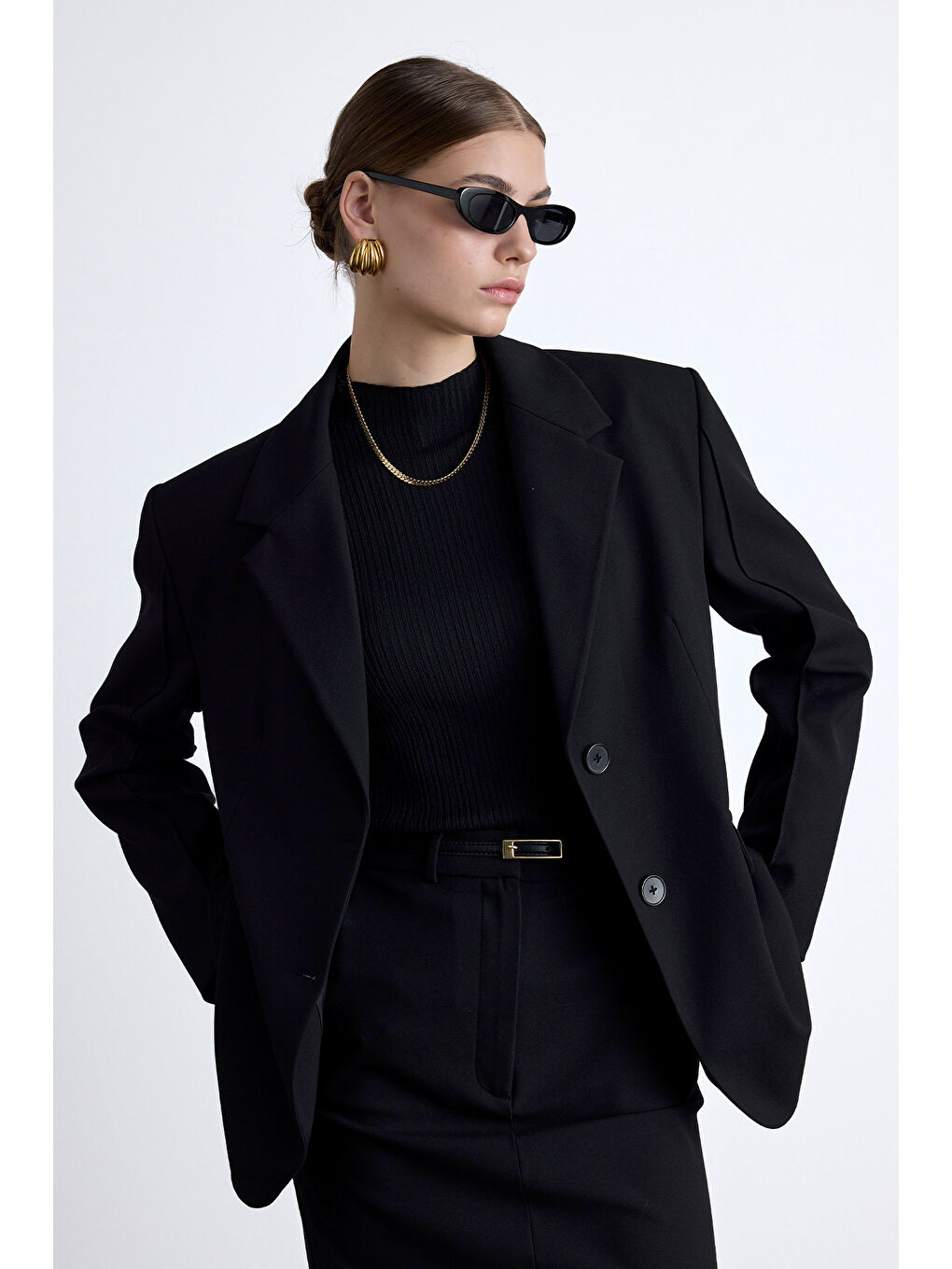 Klasik Kesim Blazer Ceket Siyah-1