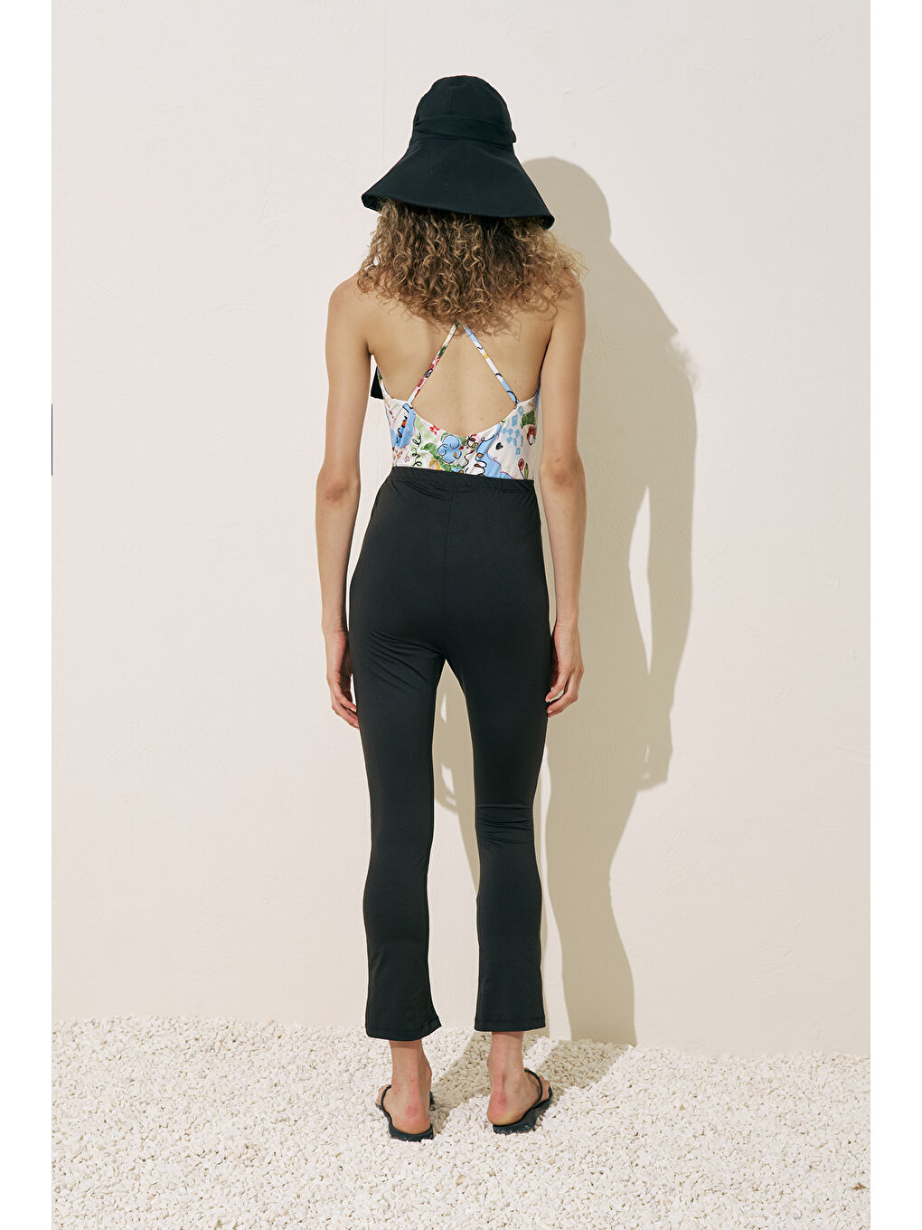 Flare Paça Tesettür Mayo Pantolon Siyah-3